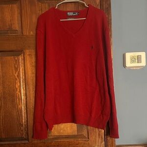 Vintage Ralph Lauren V-Neck Red Wool Sweater
